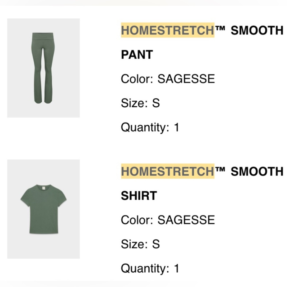 Two piece Lounge set Aritzia Homestretch pants and top